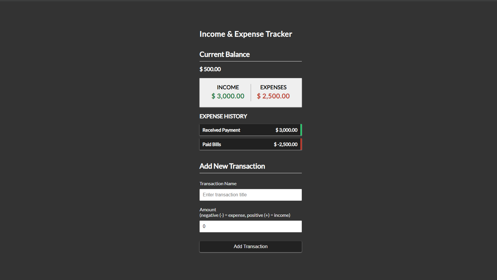 React Expense Tracker
